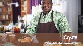  Presentation with baked puff pastry bacon - Colorful theme enhanced with selling pastry in bakery shop backdrop and a tawny brown colored foreground