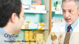  Presentation with pharmacist - PPT layouts having selling pharmacy - senior pharmacist dealing background and a yellow colored foreground
