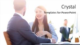  Presentation with shaking hands - Presentation theme enhanced with hands with a business partner background and a sky blue colored foreground