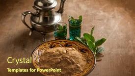  Presentation with ramadan - Colorful presentation design enhanced with sello-traditional-ramadan-morocco-dessert backdrop and a tawny brown colored foreground