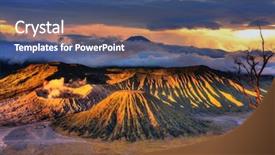  Presentation with indonesia - Beautiful presentation theme featuring semeru national park java indonesia backdrop and a ocean colored foreground