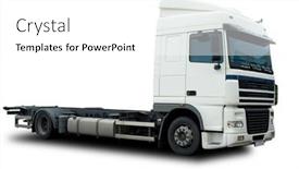  Presentation with semi truck - Presentation design having semi-truck-cab background and a white colored foreground