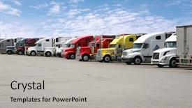  Presentation with semi truck - Theme consisting of semi trucks parked together background and a light gray colored foreground