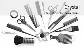  Presentation with barber - PPT layouts with semicircle - barber set with tools isolated background and a light gray colored foreground