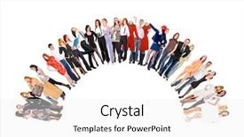  Presentation with corporate - PPT layouts enhanced with semicircle - corporate teamwork team over white background and a  colored foreground