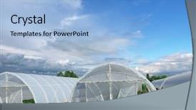  Presentation with greenhouse - Presentation design consisting of semicircle - greenhouse made of polycarbonate background and a light blue colored foreground