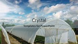  Presentation with greenhouse - Audience pleasing slide set consisting of semicircle - greenhouse made of polycarbonate backdrop and a light blue colored foreground