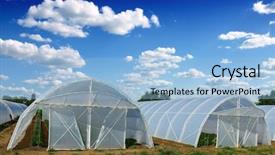  Presentation with greenhouse - Cool new PPT theme with semicircle - greenhouse made of polycarbonate backdrop and a light blue colored foreground