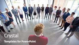  Presentation with team leader - Theme having semicircle - leader encourage his team background and a gray colored foreground