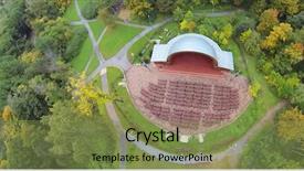  Presentation with amphitheater - Presentation theme consisting of semicircle - outdoor amphitheater in autumn park background and a violet colored foreground