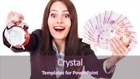  Presentation with russian - Colorful presentation theme enhanced with semicircle - woman with money russian rouble backdrop and a tawny brown colored foreground