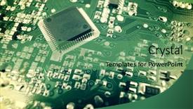  Presentation with chip - Beautiful presentation featuring semiconductor background - chip close up backdrop and a ocean colored foreground