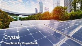  Presentation with solar panel - Audience pleasing presentation design consisting of semiconductor environment - solar panel plant with urban backdrop and a  colored foreground