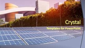  Presentation with energy solar - Audience pleasing slide set consisting of semiconductor environment - solar panel plant with urban backdrop and a  colored foreground