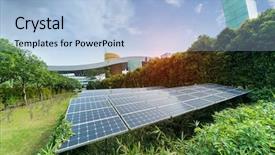  Presentation with solar panel - PPT layouts having semiconductor environment - solar panel plant with urban background and a  colored foreground