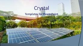  Presentation with solar panel - Colorful presentation enhanced with semiconductor environment - solar panel plant with urban backdrop and a  colored foreground