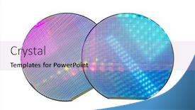  Presentation with semiconductor wafer - Slide deck having semiconductor-wafer-disk-made background and a light blue colored foreground