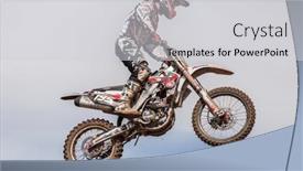  Presentation with motocross - Beautiful slide set featuring semigorje-russia-july-22-unidentified backdrop and a light gray colored foreground