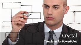  Presentation with flowchart - Amazing PPT theme having seminar engineering - bald man drawing flowchart backdrop and a  colored foreground