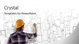  Presentation with engineering - Slide deck featuring seminar engineering - rear view of engineer drawing background and a white colored foreground