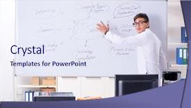  Presentation with child specialist - Beautiful slide deck featuring seminar engineering - young it specialist standing backdrop and a sky blue colored foreground