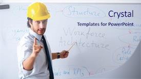  Presentation with pale male hawk - Beautiful slide deck featuring seminar engineering - young male architect in front backdrop and a sky blue colored foreground