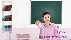  Presentation with classroom for agriculture - Audience pleasing presentation theme consisting of seminar mathmatic - young beautiful teacher in classroom backdrop and a lemonade colored foreground