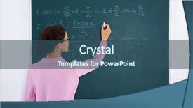  Presentation with blackboard - PPT layouts featuring seminar mathmatic - young female teacher beside blackboard background and a ocean colored foreground
