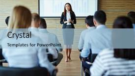  Presentation with speaker - PPT theme enhanced with elegant speaker background and a light blue colored foreground