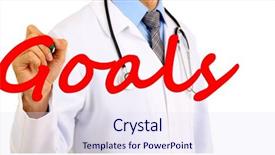 Presentation with goals - Beautiful slide set featuring seminar words actions - doctor writing word goals backdrop and a sky blue colored foreground