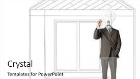  Presentation with marker - Presentation theme having semnar planning - businessman with lamp-head and marker background and a white colored foreground