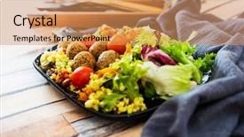  Presentation with sauce - Cool new slides with semolina falafels pickled vegetable backdrop and a coral colored foreground