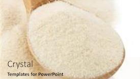  Presentation with flour - Slide deck having semolina flour in spoon isolated on white background background and a lemonade colored foreground