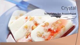  Presentation with pudding - Beautiful PPT theme featuring semolina pudding with raisins and strawberry jam backdrop and a light blue colored foreground