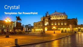  Presentation with opera - Cool new slide deck with semperoper opera and king john of saxony monument at dusk dresden germany backdrop and a cobalt blue colored foreground