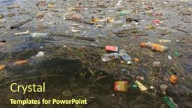  Presentation with sea plastic - Slide set with semporna-malaysia-circa-september-2019 background and a tawny brown colored foreground