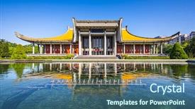  Presentation with taipei - Slide set consisting of sen memorial hall in taipei background and a ocean colored foreground