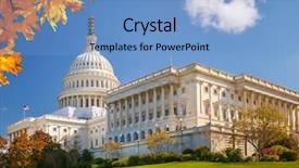  Presentation with senate - PPT theme consisting of senate - us capitol at sunny autumn background and a light blue colored foreground