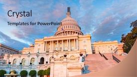  Presentation with capitol - Cool new PPT theme with senate - us capitol illuminated by sunset backdrop and a light blue colored foreground