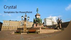  Presentation with senate - Slide deck featuring senate square helsinki finland background and a light blue colored foreground