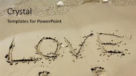  Presentation with sand - Theme having sences - love word in sand background and a coral colored foreground