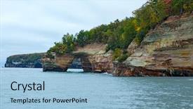  Presentation with lovers - Slide set consisting of sences - lovers leap rock arch background and a light blue colored foreground