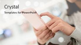  Presentation with mobile money - Beautiful presentation theme featuring send money - woman use of mobile phone backdrop and a sky blue colored foreground