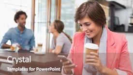  Presentation with no bullying text - Beautiful slides featuring sending a text drinking coffee backdrop and a coral colored foreground