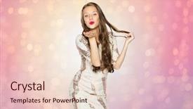  Presentation with fancy dress - Slides featuring sending blow kiss over rose background and a lemonade colored foreground