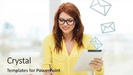  Presentation with technology and education - Slide deck having sending letter - business education and technology concept background and a blonde colored foreground