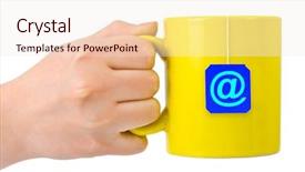  Presentation with cup of lemon tea - Amazing presentation design having sending letter - hand and cup of tea backdrop and a sky blue colored foreground