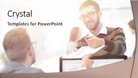  Presentation with financial - Beautiful presentation design featuring sends the employee a financial backdrop and a  colored foreground