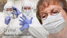  Presentation with hazmat - Colorful slide set enhanced with senior-adult-woman-wearing-medical backdrop and a light gray colored foreground