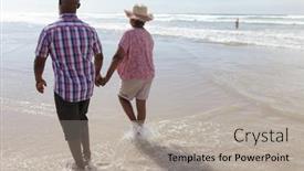  Presentation with senior couple - PPT theme enhanced with senior-african-american-couple-holding background and a light gray colored foreground